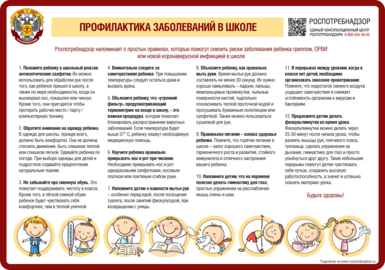«Простые правила для родителей школьников по профилактике гриппа, ОРВИ и новой коронавирусной инфекции (COVID-19)».